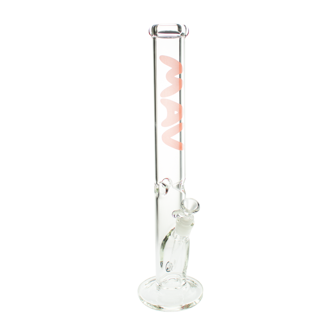 MAV Glass 18" Classic Straight Bong with Borosilicate Glass, Front View on White Background