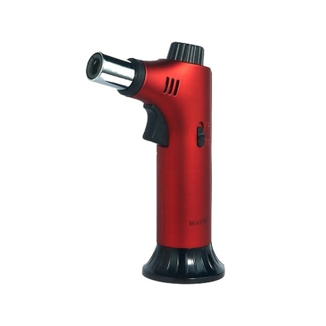 Maven Torch Pillar 7" Red Adjustable Jet Flame Dab Rig Torch with sturdy base - Front View