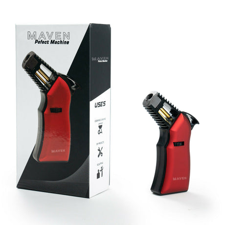 Maven Torch Perfect Machine in Red with Single Jet Flame, Butane Refillable, Metallic Finish, and Packaging
