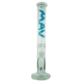 MAV Glass 18" Classic Straight Bong in Clear Borosilicate with Blue Logo - Front View