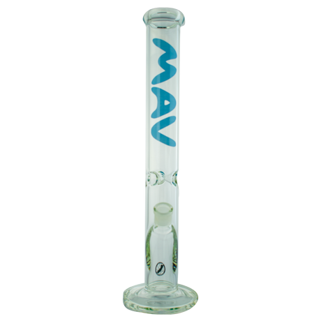 MAV Glass 18" Classic Straight Bong in Clear Borosilicate with Blue Logo - Front View