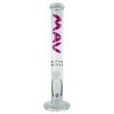 MAV Glass 18" Classic Straight Bong in Borosilicate with Clear Glass and MAV Logo Front View