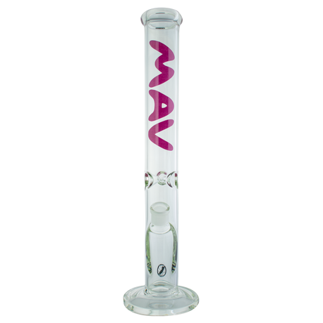 MAV Glass 18" Classic Straight Bong in Borosilicate with Clear Glass and MAV Logo Front View