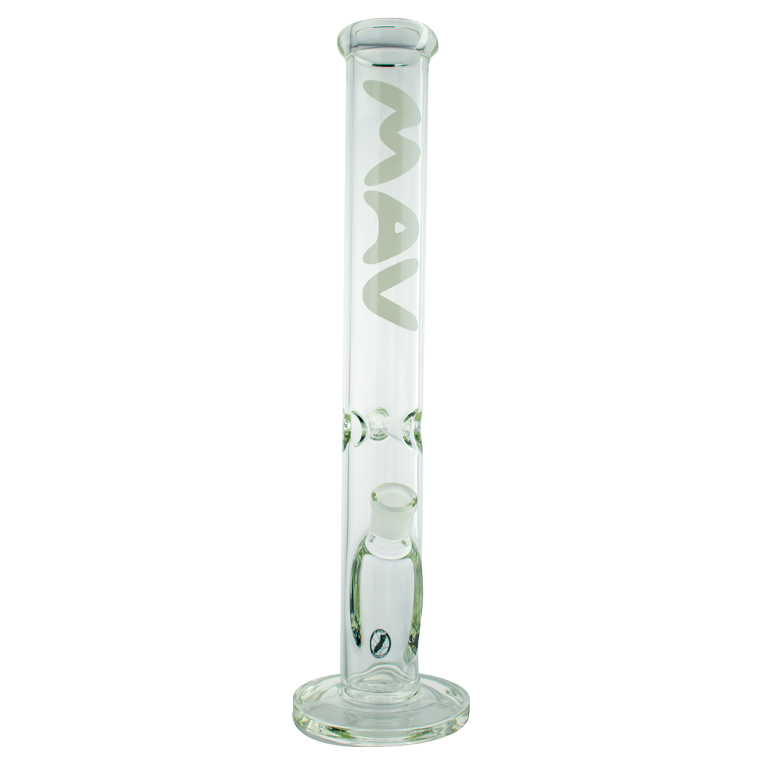 MAV Glass 18" Classic Straight Bong in Borosilicate, Front View on White Background