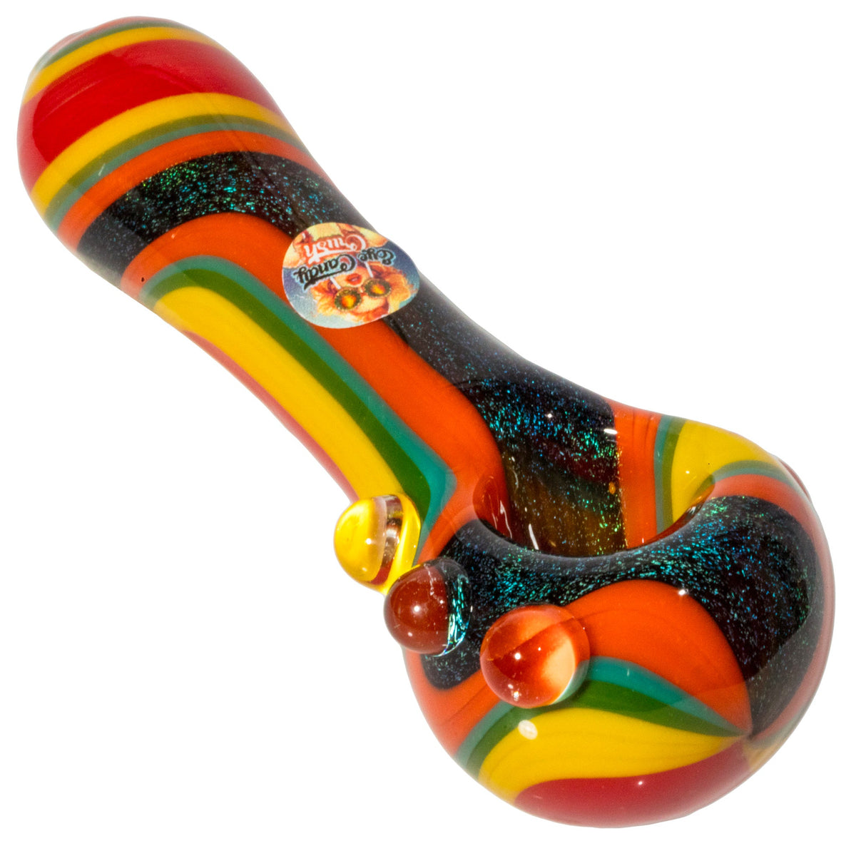 Spoon Bumpy Crush Dichroic Glass Spoon Pipe with Colorful Grip Bumps 4