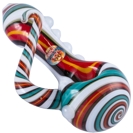 Crush Eye Candy Crayon Tusk Hand Pipe in White Stripe, Carbureted Glass, Side View