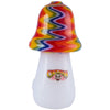 Crush Headdy Topper Hand Pipe with colorful mushroom design and dragon badge, front view