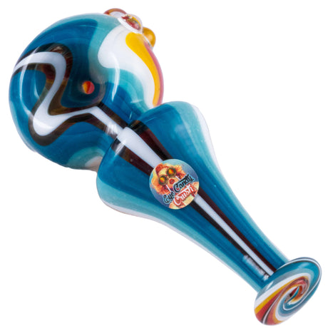 Crush Cone-Body Crayon Spoon Hand Pipe in Ocean Blue with Swirl Design - Side View