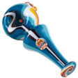 Crush Cone-Body Crayon Spoon Hand Pipe in Ocean Blue with Swirl Design - Side View