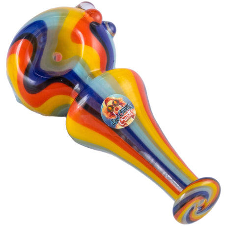 Crush Cone-Body Crayon Spoon Hand Pipe in Rainbow Colors - Angled Side View