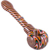 Crush Eye Candy Long Hand Pipe in Carnival with Flat Mouthpiece, Vibrant Swirl Design, and Carb