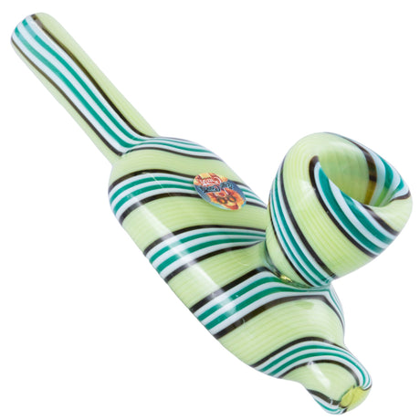 Crush Eye Candy Lime Core Flat Belly Steam Roller - Vibrant Striped Borosilicate Glass