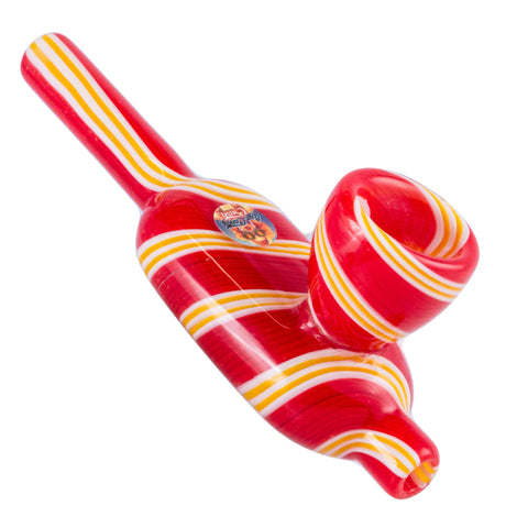Crush Eye Candy Flat Belly Steam Roller in Red Core - Durable Borosilicate Glass Hand Pipe