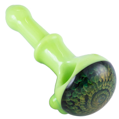 Crush 3D Flower Head Slime-Body Spoon Pipe in Lime - Top View with Deep Bowl