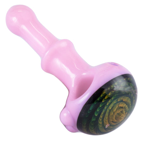 Crush 3D Flower Head Slime-Body Spoon Pipe in Pink, Top View with Intricate Design