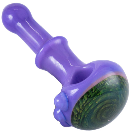 Crush 3D Flower Head Slime-Body Spoon Pipe in Purple, Angled Side View