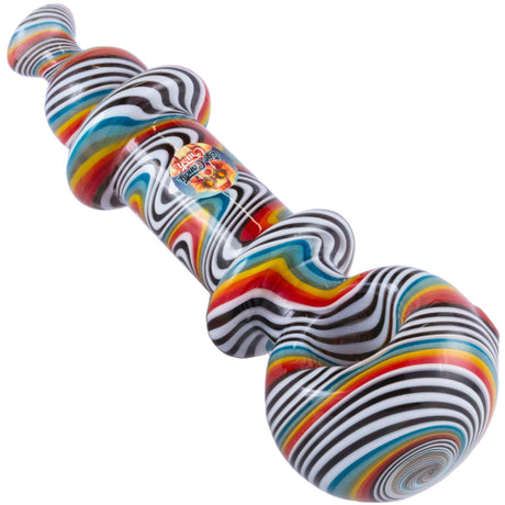 Crush Eye Candy Wig-Wag Hand Pipe 4.5" with Vibrant Swirls, Angled Side View on White