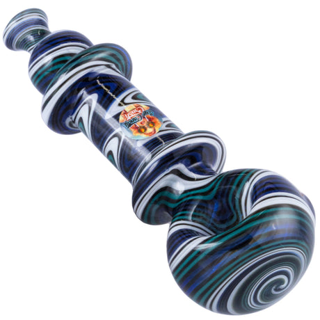 Crush Eye Candy Wig-Wag Hand Pipe in Blue, 4.5" Vibrant Borosilicate Glass, Angled View