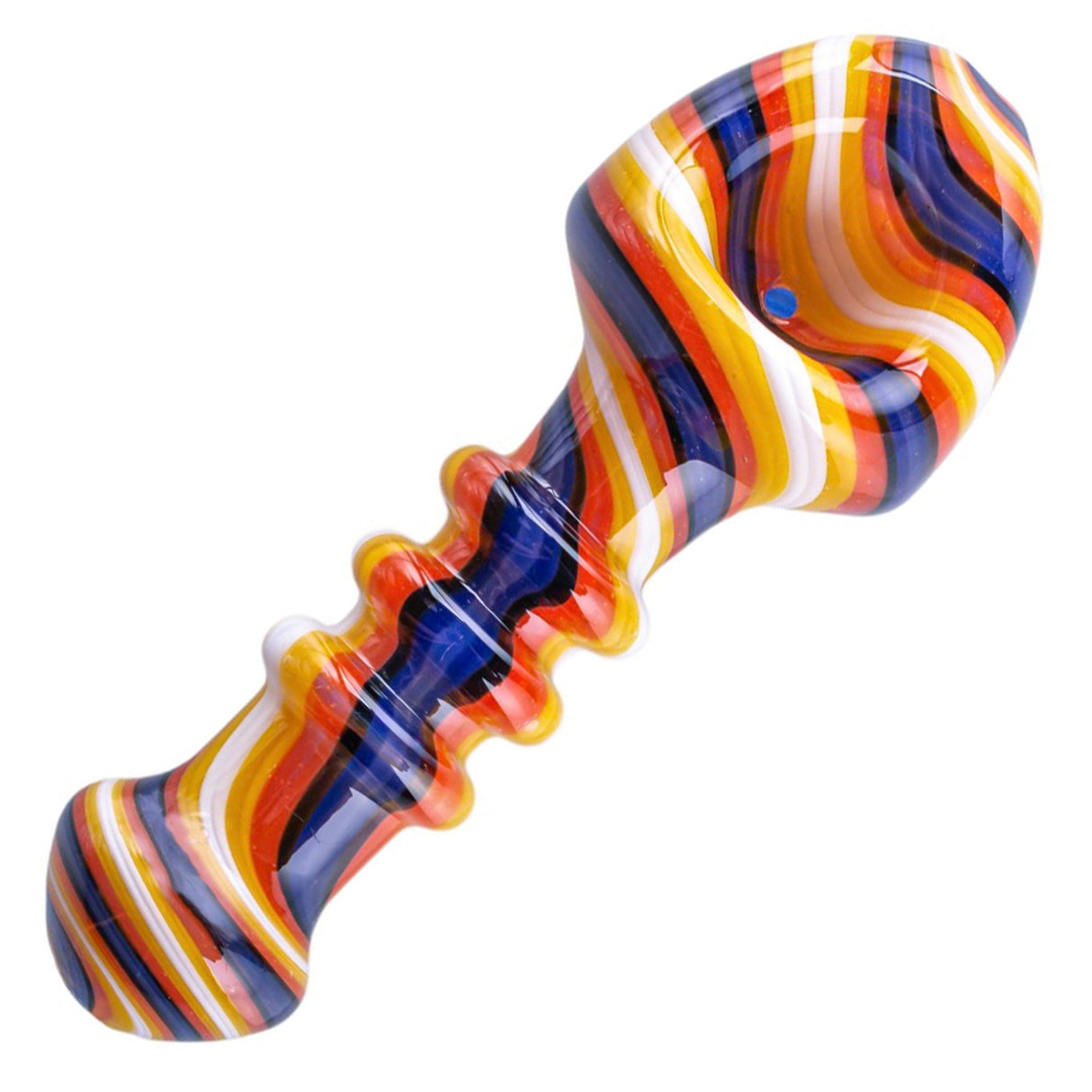 Crush Shovel Head Spoon Pipe in Multicolor Swirls, Borosilicate Glass, for Dry Herbs