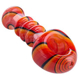 Crush Shovel Head Spoon Hand Pipe in Red Orange, Borosilicate Glass, for Dry Herbs - Top View