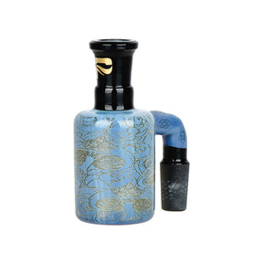 Pulsar Melting Shrooms Glass Dry Ash Catcher, 14mm 90 Degree, Blue with Intricate Design