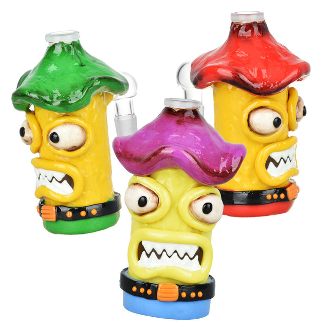 Shroom Monster Glass Ash Catchers in assorted colors, 14mm Male, 90 Degree - Front View