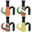 Variety of Horned Wonder Dry Glass Ash Catchers in vibrant colors with 14mm Male Joint at 90 Degrees