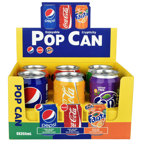 6PC DISPLAY - Assorted Soda Can Safes - Front View, Discrete Storage Solution