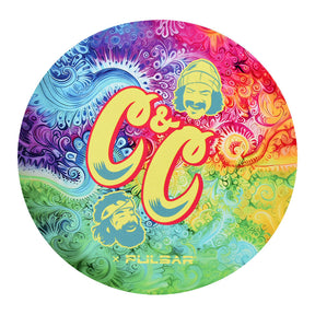 Pulsar x Cheech & Chong 8" Tie Dye Paisley DabPadz Mat, vibrant color, top view