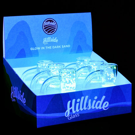 Hillside Glass Glow Sand Quartz Bangers 14mm Male 90° angle in 6pc display box, glowing effect