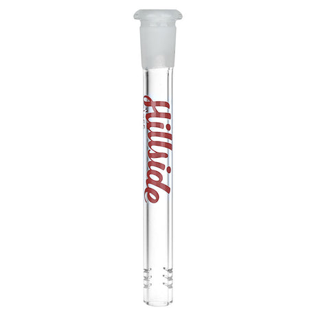 Hillside Glass 5" Downstem on white background, 14mm joint size, clear borosilicate glass, front view