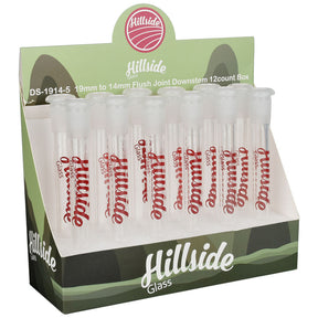 12PC Hillside Glass Downstem Display, 5" 14mm to 19mm, Front View on White Background