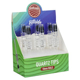 Hillside Glass Quartz Dab Tips 6-Pack Display - 3" 10mm Male Joint, angled front view