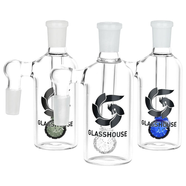 Glasshouse Barrel Diffuser Ash Catchers in 14mm with Colored Accents, Front View