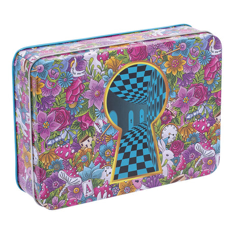 Fujima Assorted Tin Stash Box Set front view, featuring colorful, psychedelic designs, 6.5"x4.5" size, durable and stylish.
