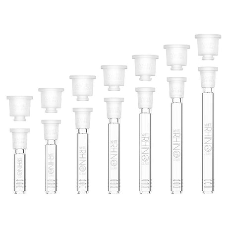 White Rhino Hybrid Downstem collection in assorted sizes on a white background