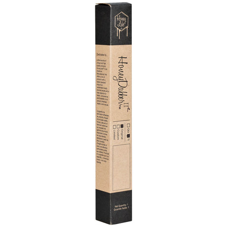 Honey Labs HoneyDabber II packaging, side view, detailing product features and contents