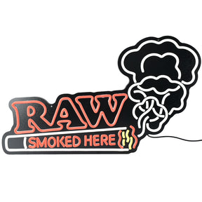 RAW Smoked Here LED Room Light - Vibrant 25"x16" Illuminated Sign Front View