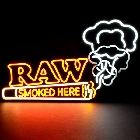RAW Smoked Here LED Room Light - 25"x16" Vibrant Illuminated Sign