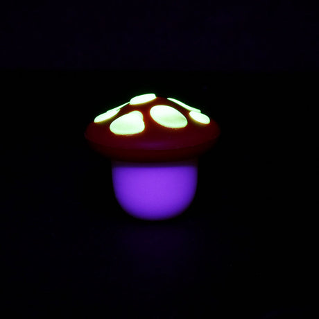 Glow-in-the-dark mushroom-shaped silicone concentrate container, 5ml, assorted colors, front view