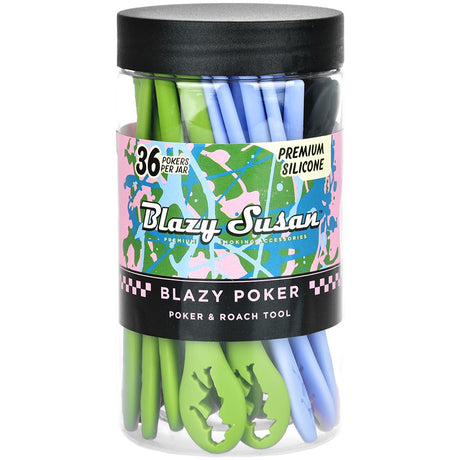 Blazy Susan Silicone Poker And Roach Tool Jar with 36ct Assorted Colors Front View