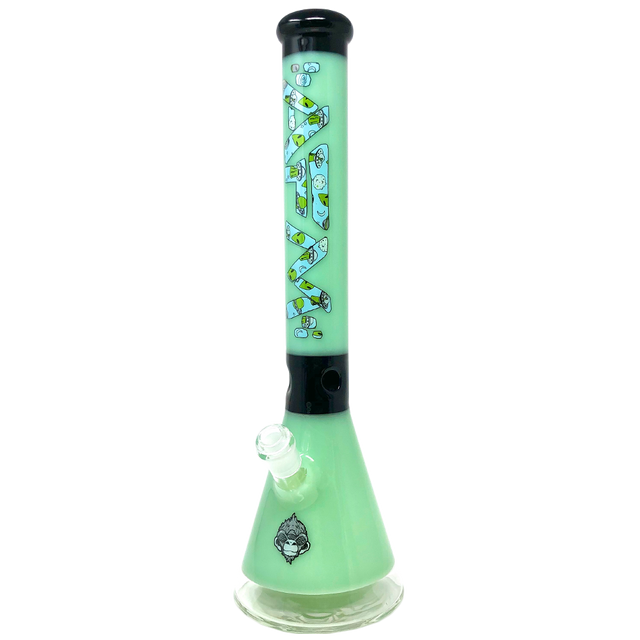 18" AFM Glass Green Alien Beaker Bong with 14mm Female Joint - Front View