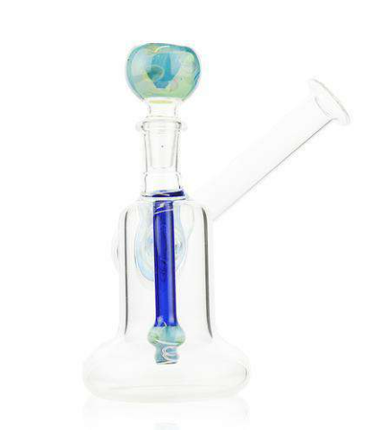 1Stop Glass 6" Sea Swirl Bong with Downstem, Beaker Design, Front View on White Background