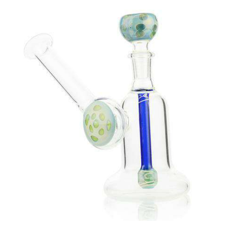1Stop Glass 6" Sea Swirl Beaker Bong with Downstem, Blue and Green Accents, Front View