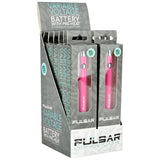 Pulsar Variable Voltage Battery in Pink, 350mAh with Preheat, 12ct Display Box Front View