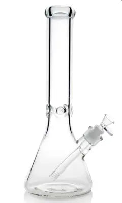 1Stop Glass 12" Thick Beaker Bong in Clear Borosilicate, Front View with 45 Degree Joint