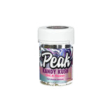 Peak High Potency Kandy Kush THC-A Flower 3.5g in clear jar, front view on white background