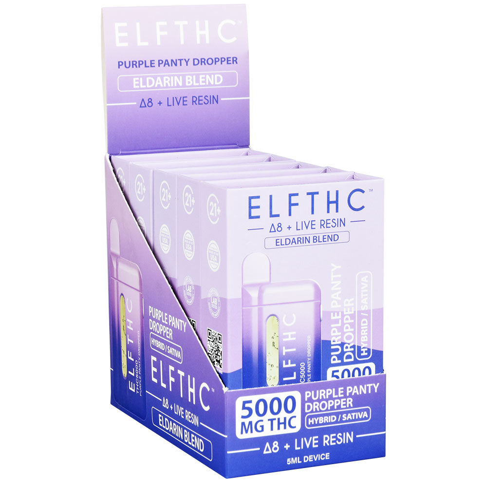 ELFTHC Eldarin Blend D8 + Live Resin Disposable 5mL Display Box Front View