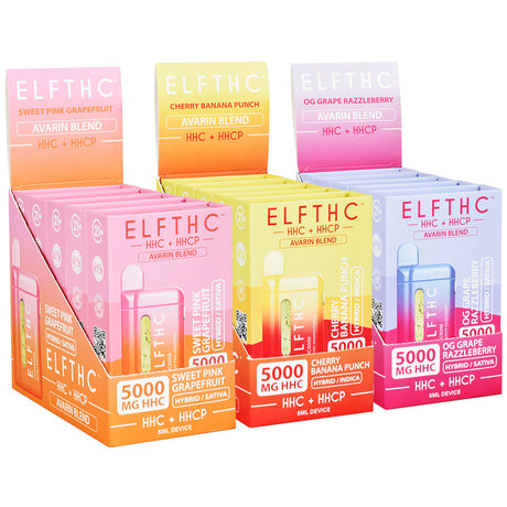 ELFTHC Avarin Blend HHC+HHCP Disposable 5mL Display in Various Flavors Front View