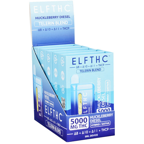 ELFTHC Telerin Blend disposable CBD display box, 5mL Huckleberry Diesel, front view